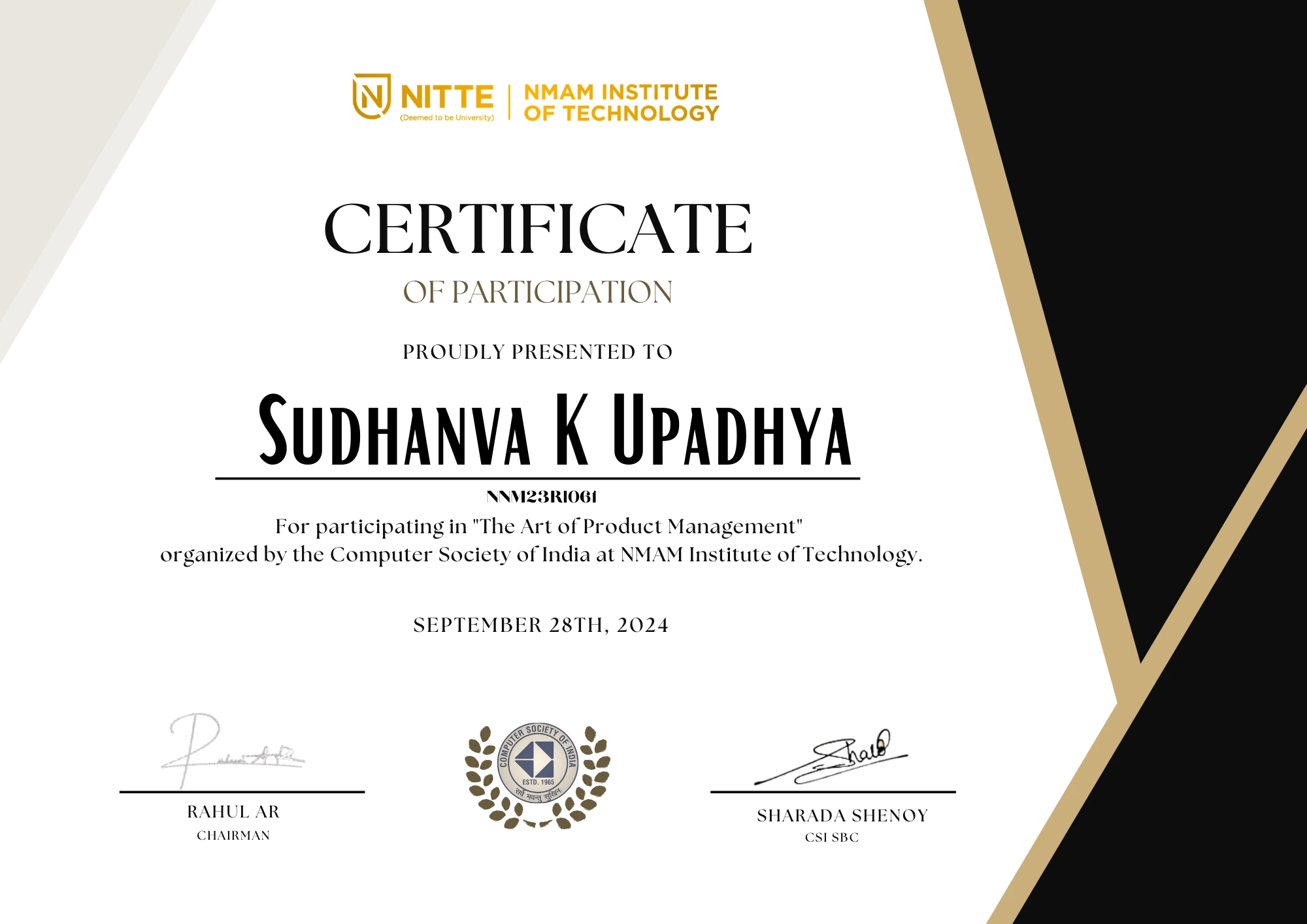 Certificate title