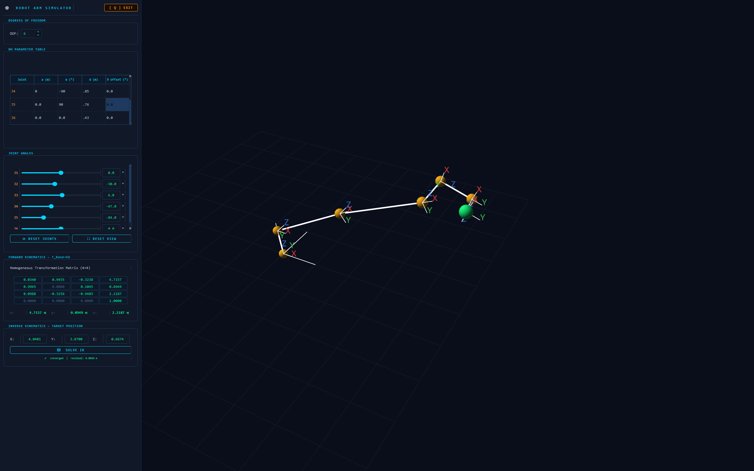 Robot arm simulation